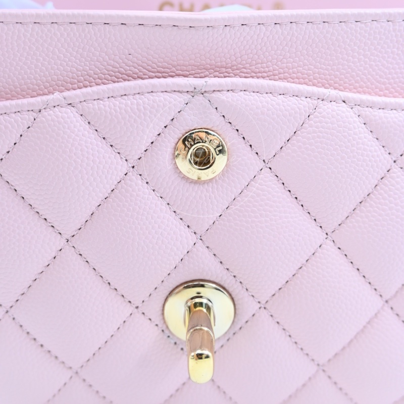 [Pre-owned] Chanel Caviar 22A Pink Small Classic Double Flap Bag 23-28