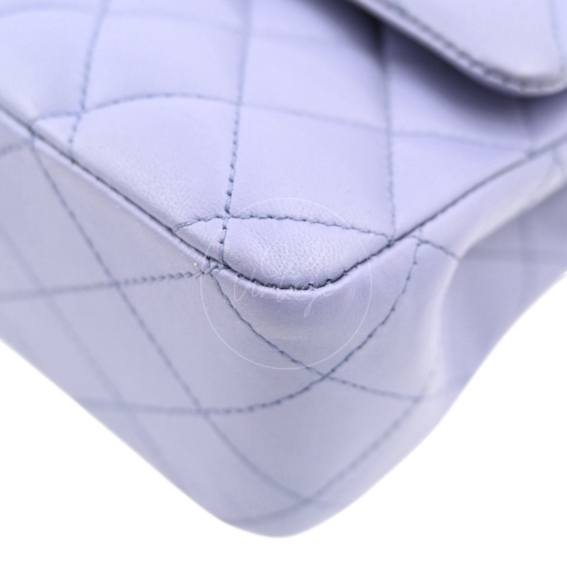 [Pre-owed] Chanel Classic Flap CF25 Lambskin Purple Double Flap Series 15 Bag-9