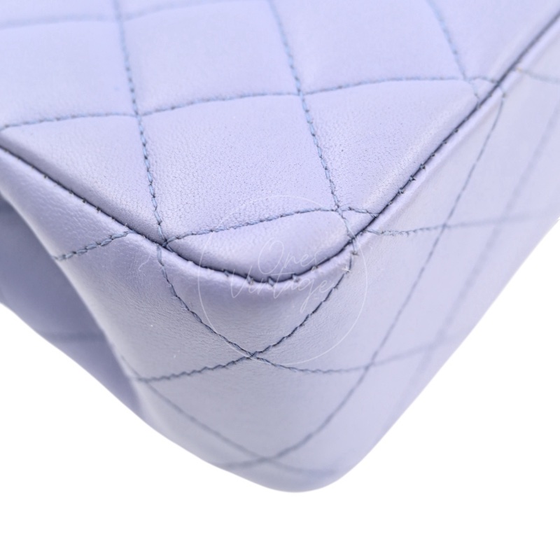 [Pre-owed] Chanel Classic Flap CF25 Lambskin Purple Double Flap Series 15 Bag-10