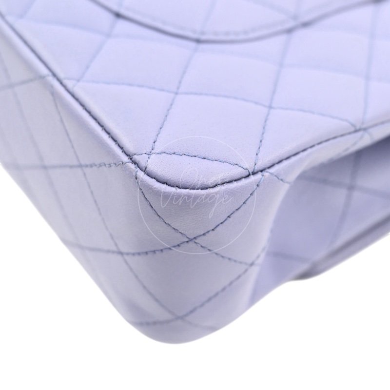 [Pre-owed] Chanel Classic Flap CF25 Lambskin Purple Double Flap Series 15 Bag-11