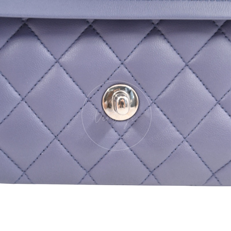 [Pre-owed] Chanel Classic Flap CF25 Lambskin Purple Double Flap Series 15 Bag-20
