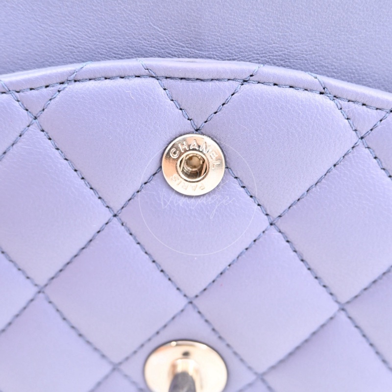 [Pre-owed] Chanel Classic Flap CF25 Lambskin Purple Double Flap Series 15 Bag-22