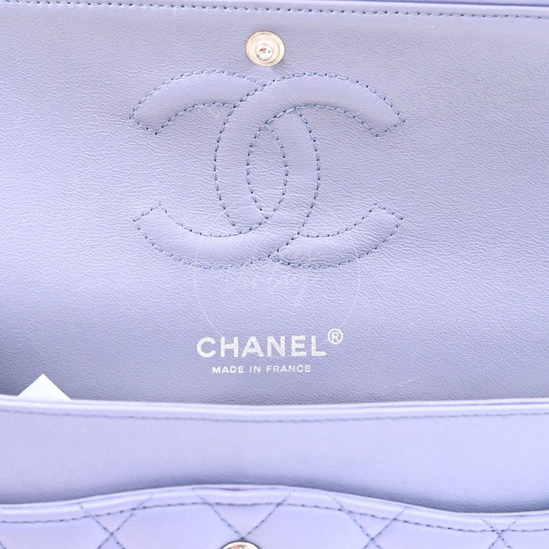 [Pre-owed] Chanel Classic Flap CF25 Lambskin Purple Double Flap Series 15 Bag-28