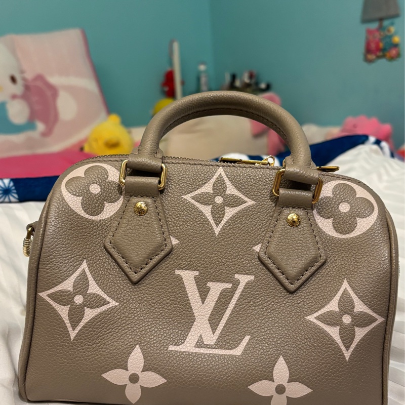 LV speedy20斑鳩灰真皮包-9