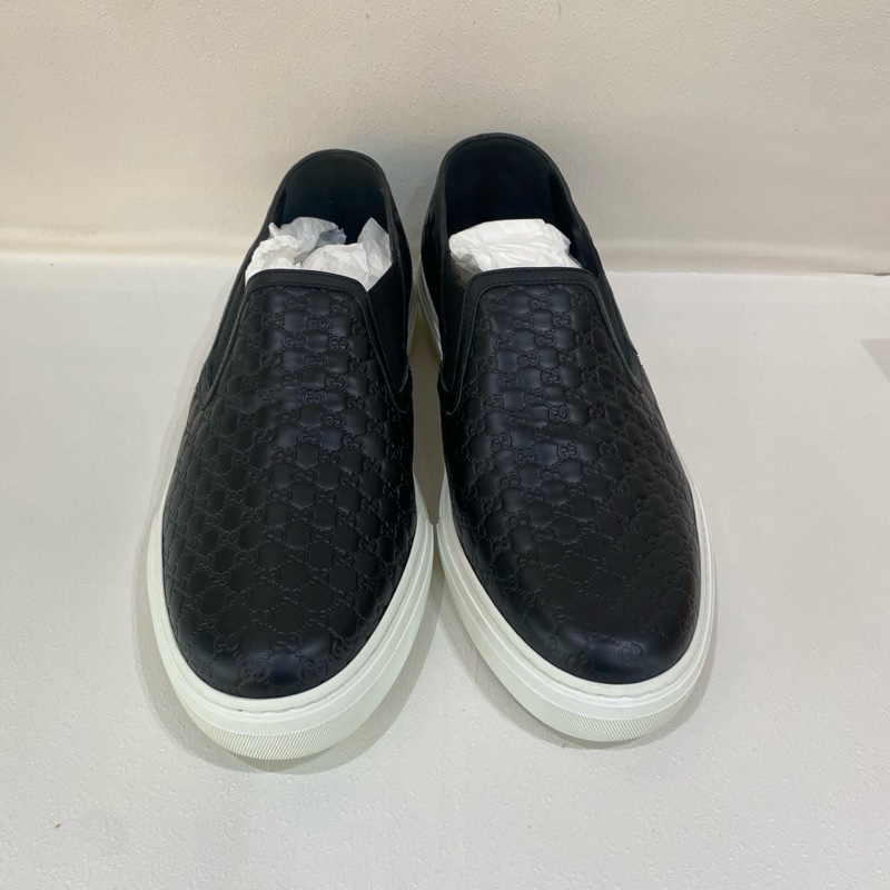 99新Gucci古馳黑色純皮一腳蹬男鞋休閒鞋尺碼9.5.無附件-1