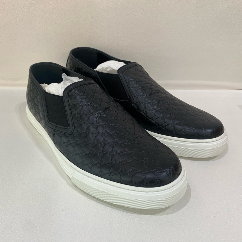 99新Gucci古馳黑色純皮一腳蹬男鞋休閒鞋尺碼9.5.無附件-3