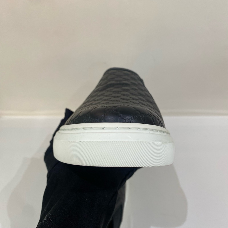 99新Gucci古馳黑色純皮一腳蹬男鞋休閒鞋尺碼9.5.無附件-8