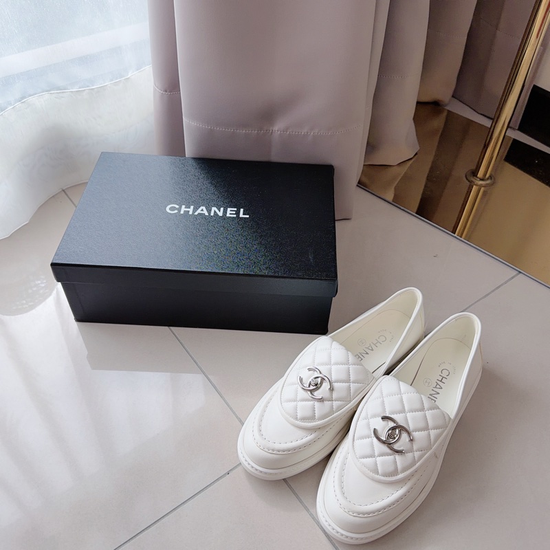 香奈兒CHANEL全新仙女白色白搭平底小白鞋穆勒鞋-1