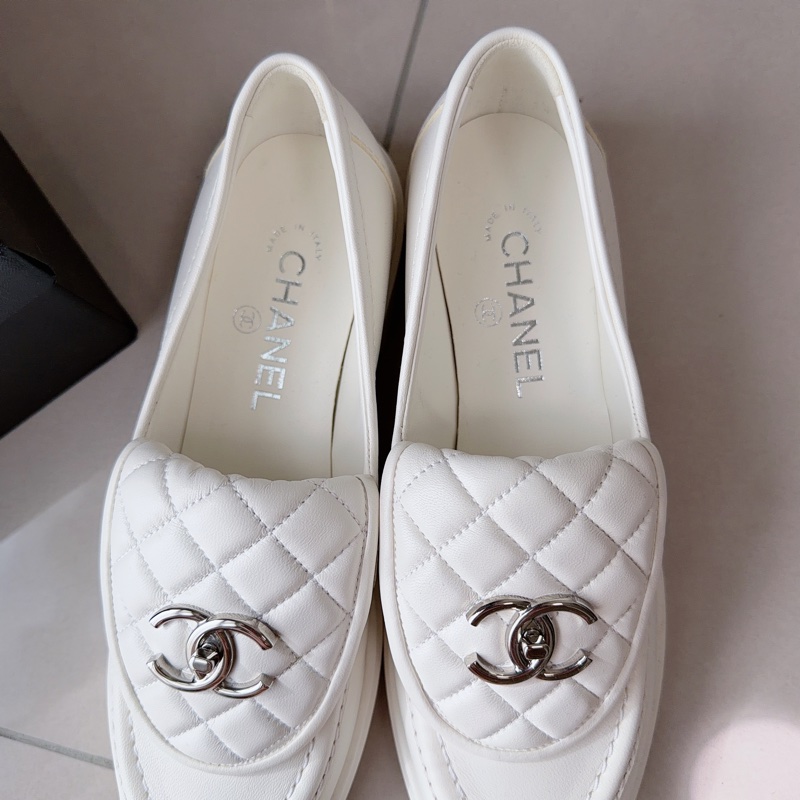 香奈兒CHANEL全新仙女白色白搭平底小白鞋穆勒鞋-2