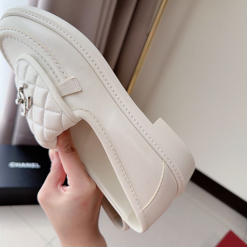 香奈兒CHANEL全新仙女白色白搭平底小白鞋穆勒鞋-5