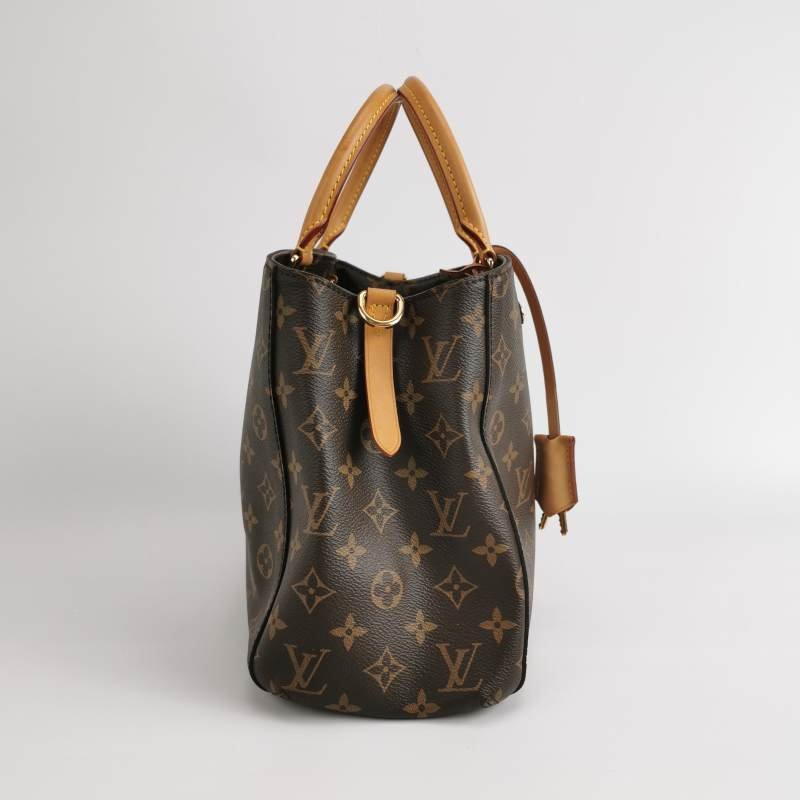 Louis Vuitton(LV)Montaigne蒙田包中號植鞣革Monogram印花Logo浮雕鉚釘單肩包-3