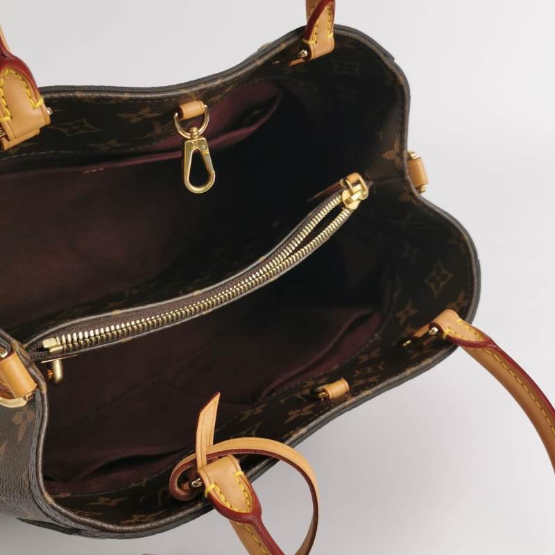 Louis Vuitton(LV)Montaigne蒙田包中號植鞣革Monogram印花Logo浮雕鉚釘單肩包-6