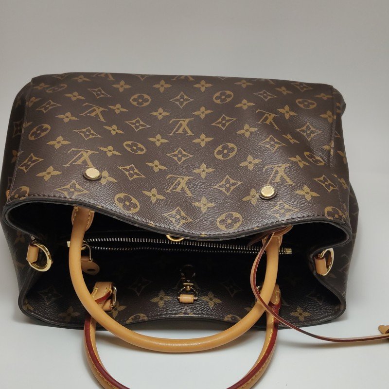 Louis Vuitton(LV)Montaigne蒙田包中號植鞣革Monogram印花Logo浮雕鉚釘單肩包-18