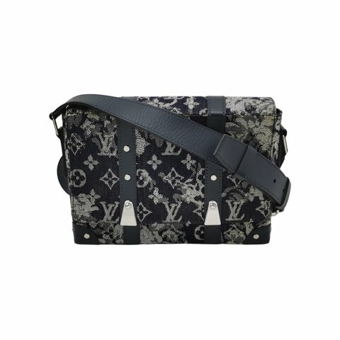 Louis Vuitton(LV)Trunk牛皮帆布花卉字母logo斜挎包