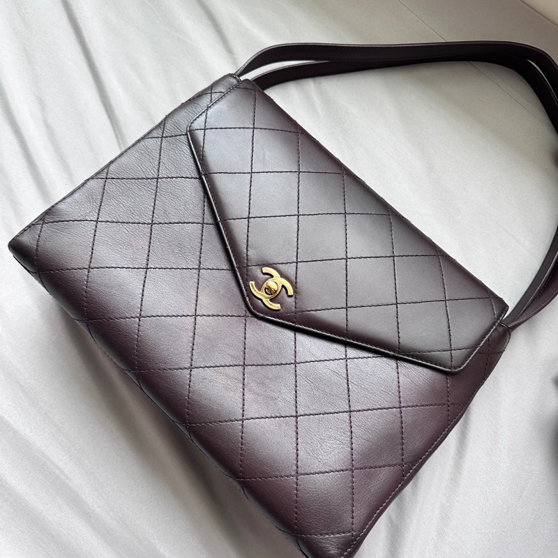 Chanel咖啡色金扣Kelly手提包Jennie同款巧克力包（全新閒置）-0