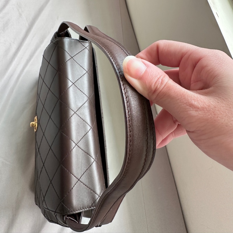 Chanel咖啡色金扣Kelly手提包Jennie同款巧克力包（全新閒置）-2