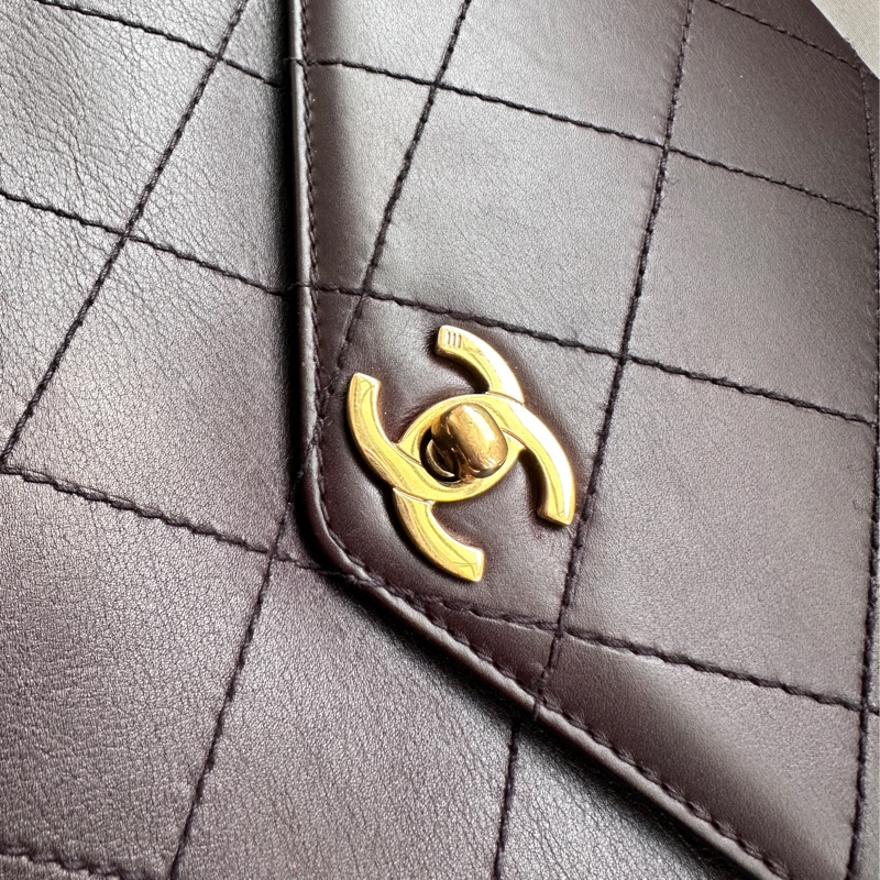 Chanel咖啡色金扣Kelly手提包Jennie同款巧克力包（全新閒置）-16