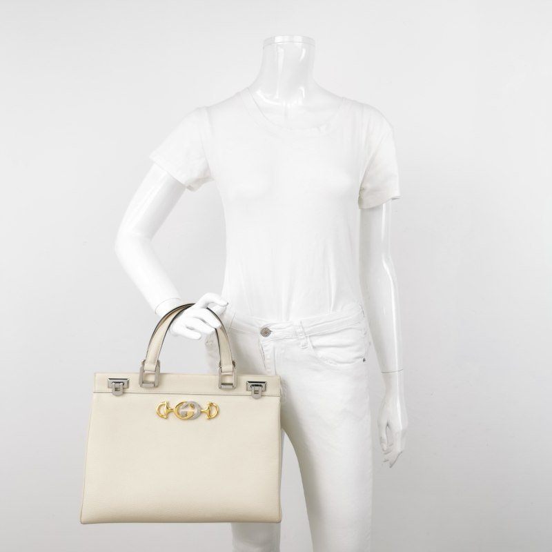 Gucci Zumi大號牛皮純色雙G馬銜扣手提包-1