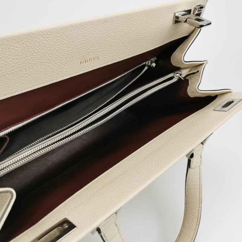 Gucci Zumi大號牛皮純色雙G馬銜扣手提包-6