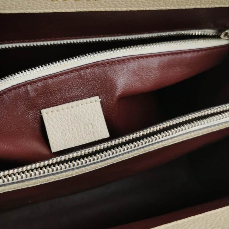 Gucci Zumi大號牛皮純色雙G馬銜扣手提包-7