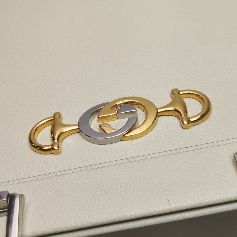 Gucci Zumi大號牛皮純色雙G馬銜扣手提包-11