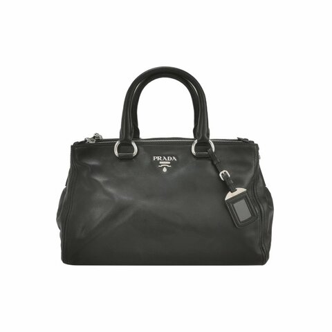 Prada 牛皮純色字母Logo手提包