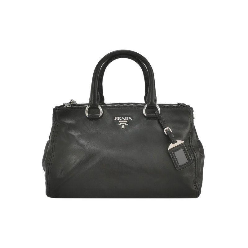 Prada 牛皮純色字母Logo手提包-0