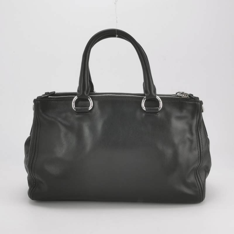 Prada 牛皮純色字母Logo手提包-4