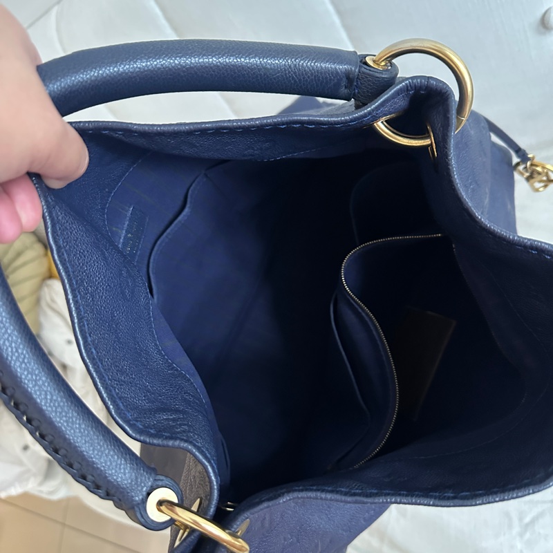 品牌: Louis Vuitton (路易威登) 型號: Artsy MM 深藍全皮編織手把肩包/手提包-2