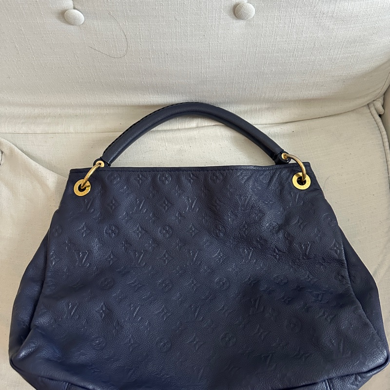 品牌: Louis Vuitton (路易威登) 型號: Artsy MM 深藍全皮編織手把肩包/手提包-7