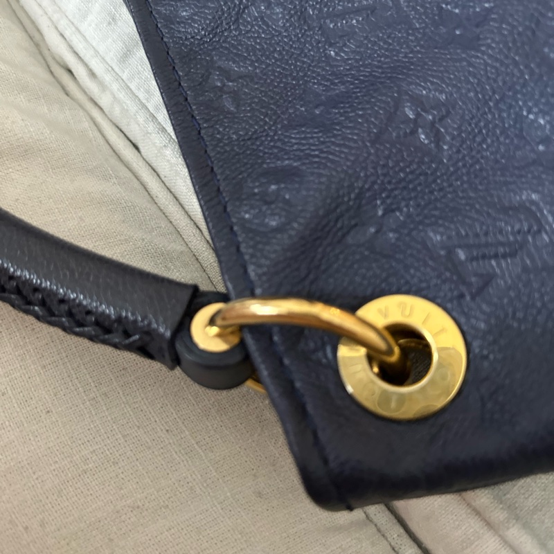 品牌: Louis Vuitton (路易威登) 型號: Artsy MM 深藍全皮編織手把肩包/手提包-12