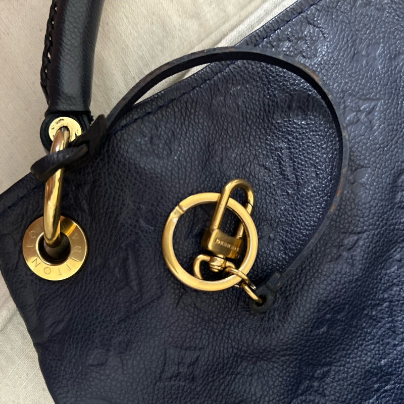 品牌: Louis Vuitton (路易威登) 型號: Artsy MM 深藍全皮編織手把肩包/手提包-13