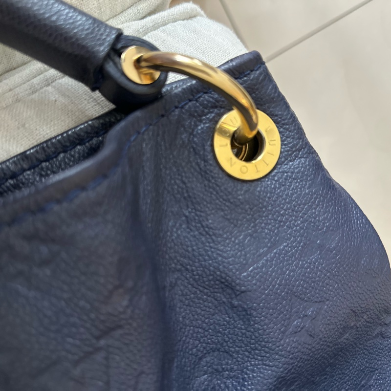 品牌: Louis Vuitton (路易威登) 型號: Artsy MM 深藍全皮編織手把肩包/手提包-14