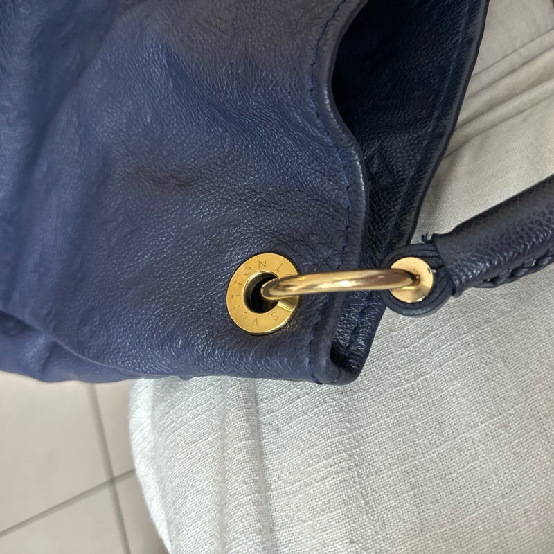 品牌: Louis Vuitton (路易威登) 型號: Artsy MM 深藍全皮編織手把肩包/手提包-17