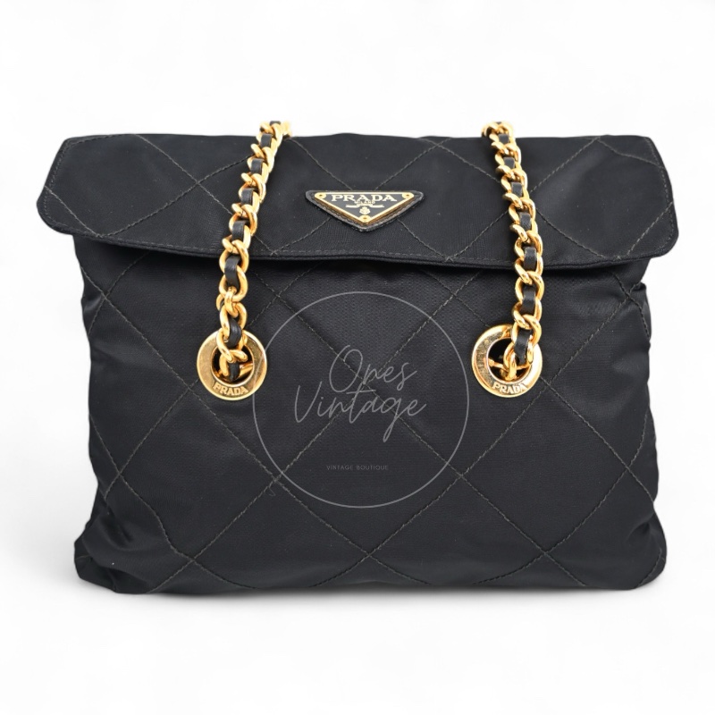 [Pre-owned]Prada 1BD630 Vintage Nylon Shoulder Tote Bag-0