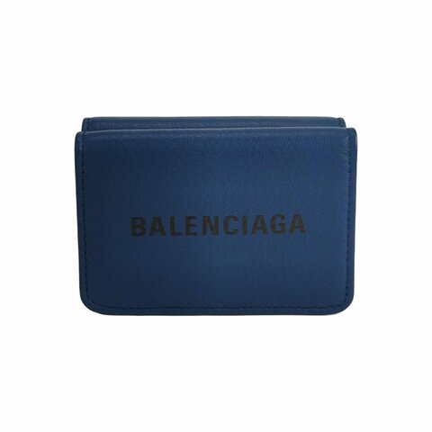 Balenciaga牛皮純色字母Logo錢包