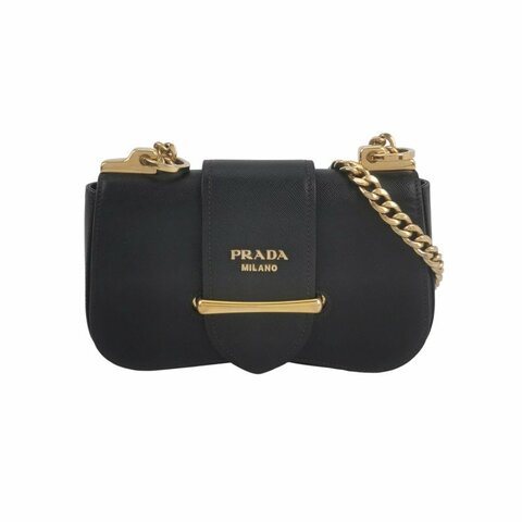 Prada Sidonie牛皮純色字母logo書封式插扣單肩包