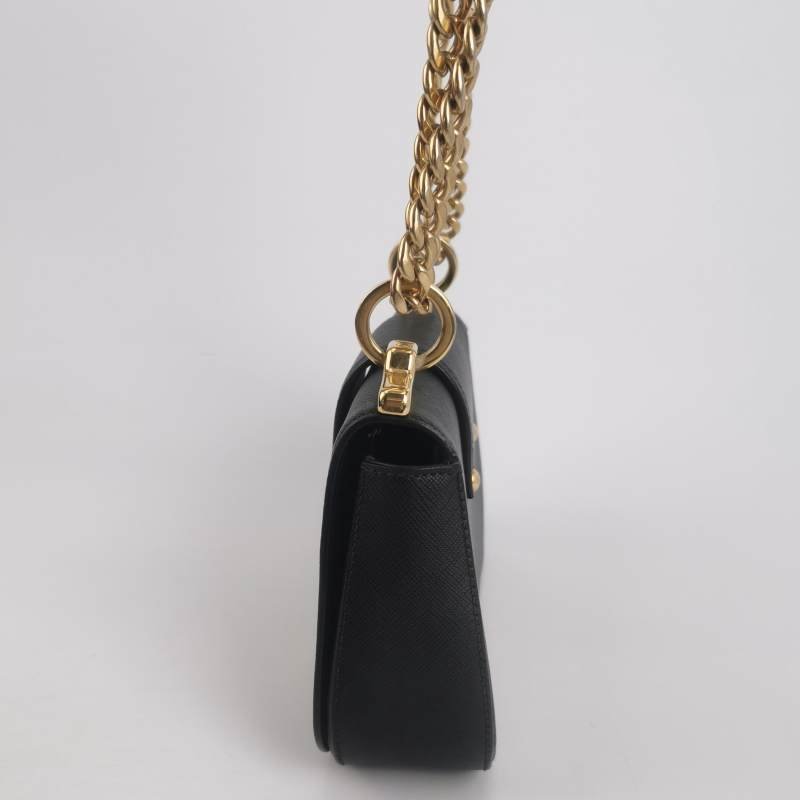 Prada Sidonie牛皮純色字母logo書封式插扣單肩包-2