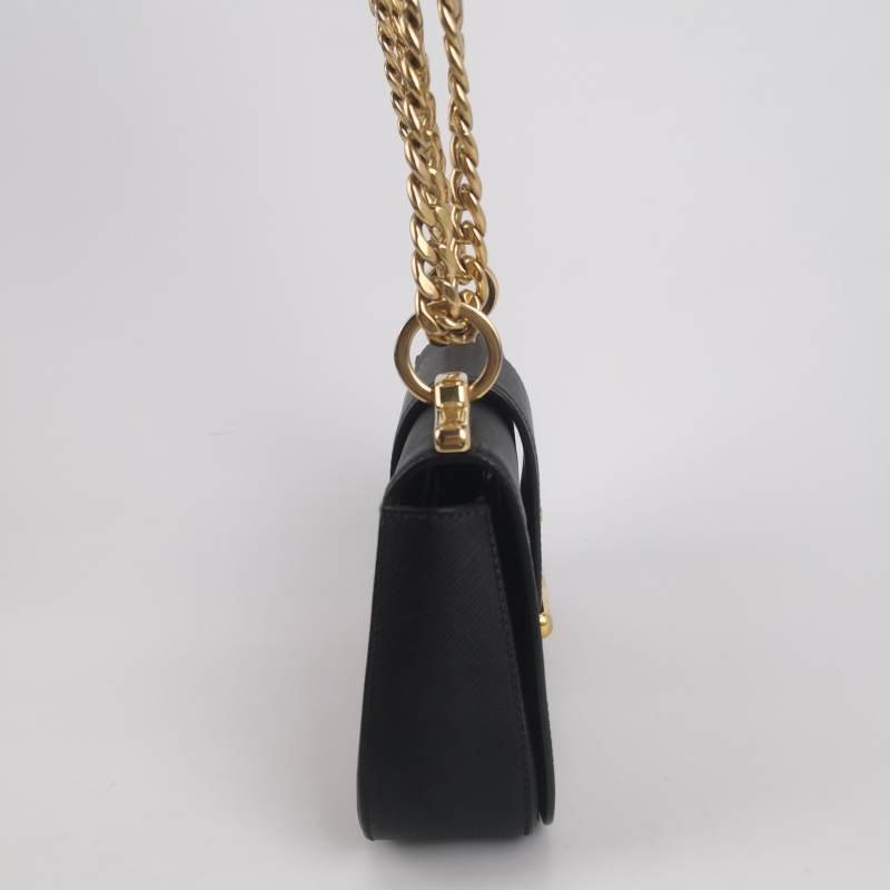 Prada Sidonie牛皮純色字母logo書封式插扣單肩包-3