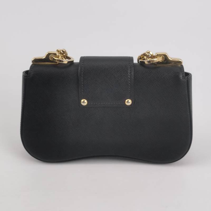 Prada Sidonie牛皮純色字母logo書封式插扣單肩包-4