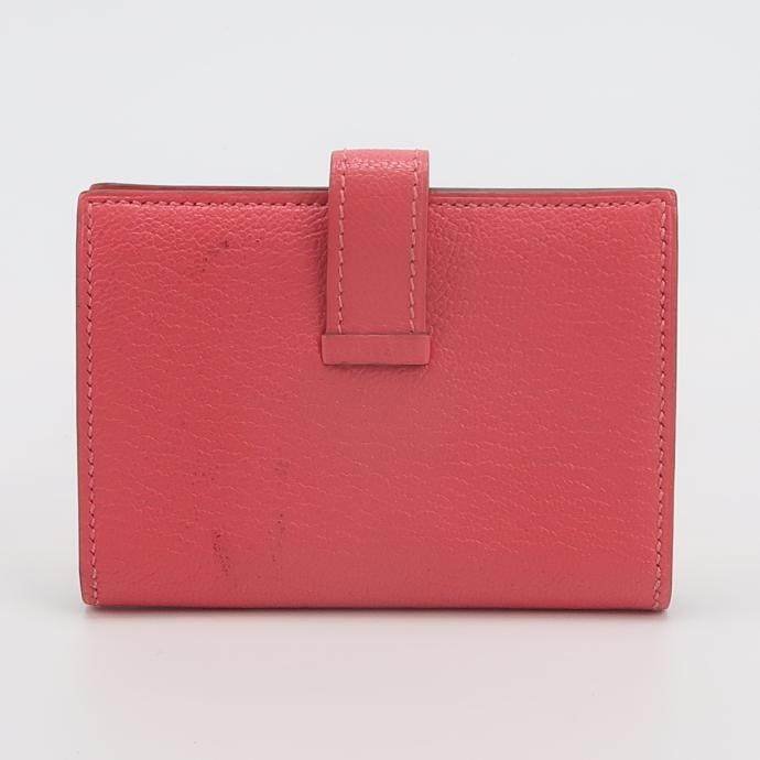 Hermes Bearn迷你標誌H袢帶卡包Chevre Mysore山羊皮銀扣U5唇膏粉X刻-3