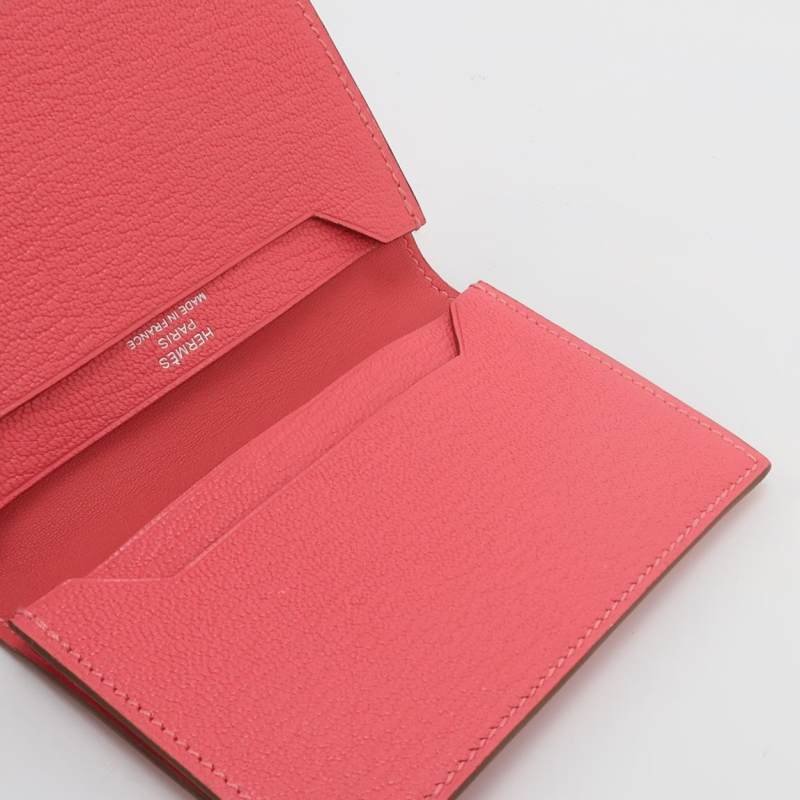 Hermes Bearn迷你標誌H袢帶卡包Chevre Mysore山羊皮銀扣U5唇膏粉X刻-5