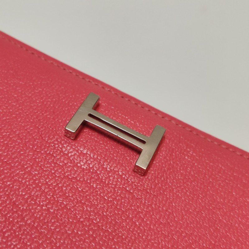 Hermes Bearn迷你標誌H袢帶卡包Chevre Mysore山羊皮銀扣U5唇膏粉X刻-7