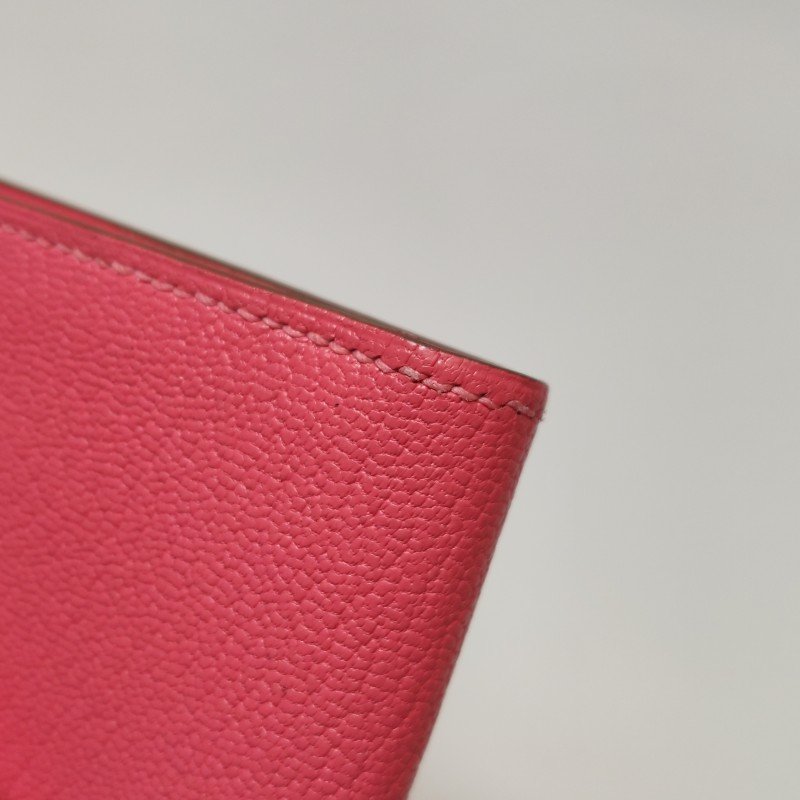 Hermes Bearn迷你標誌H袢帶卡包Chevre Mysore山羊皮銀扣U5唇膏粉X刻-8