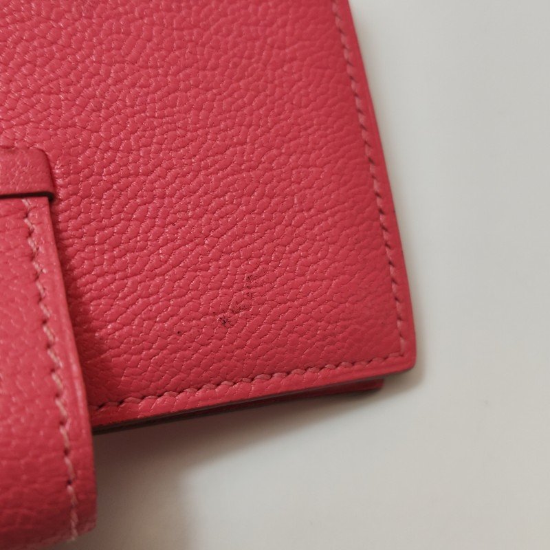 Hermes Bearn迷你標誌H袢帶卡包Chevre Mysore山羊皮銀扣U5唇膏粉X刻-12