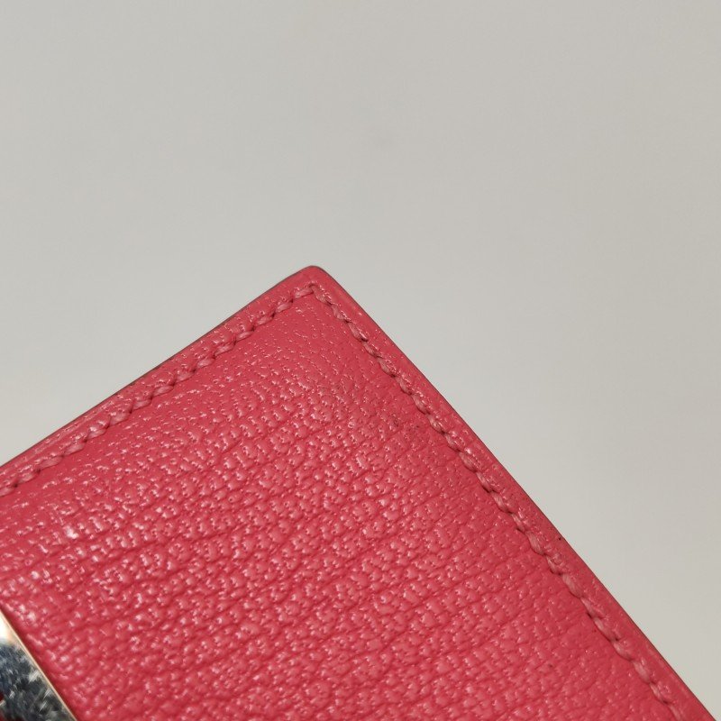 Hermes Bearn迷你標誌H袢帶卡包Chevre Mysore山羊皮銀扣U5唇膏粉X刻-13