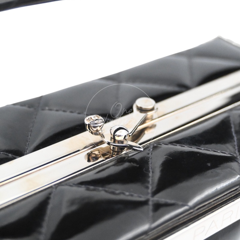 [Pre-owned] Chanel Vintage Black Patent Vanity Box Handbag-22