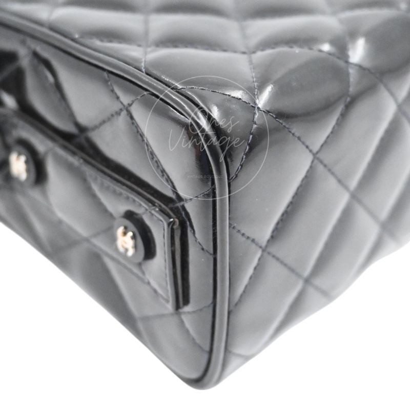 [Pre-owned] Chanel Vintage Black Patent Vanity Box Handbag-35