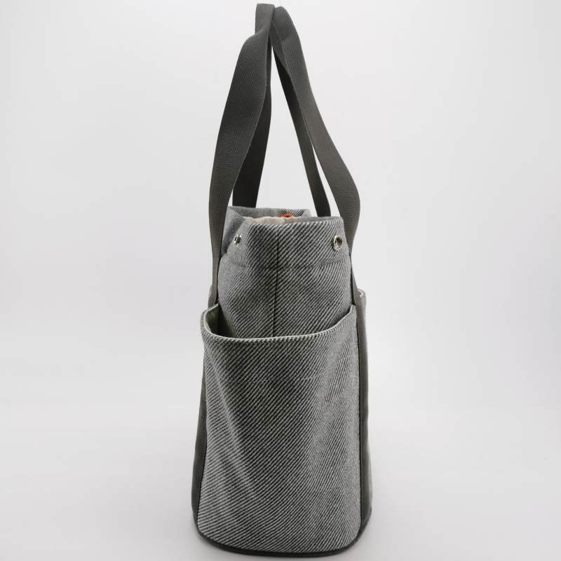 Hermes AnimauxNattes單肩包帆布銀扣灰色米白色 9.8新-3