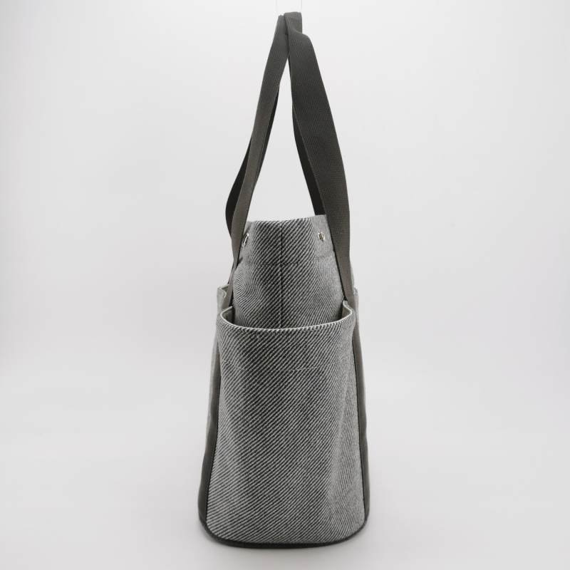 Hermes AnimauxNattes單肩包帆布銀扣灰色米白色 9.8新-4